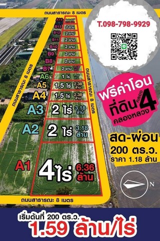 ที่ดินราคาถูก ที่ดินคลอง4 คลองหลวง ปทุมธานี (ที่ดินราคาถูก ที่ดินคลอง4)