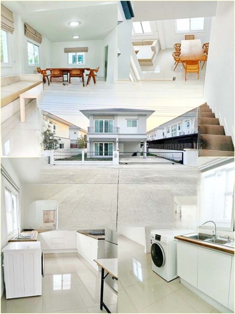 ให้เช่าบ้าน 2 ชั้น ตลาดบัวทอง บ้านใหม่  เฟอร์พร้อมอยู่ 55ตรว. 155ตรม. บ้านกล้วย-ไทรน้อย ไม่ชนใคร 3นอน 3น้ำ 2จอดรถ 2แอร์ เงียบสงบ 