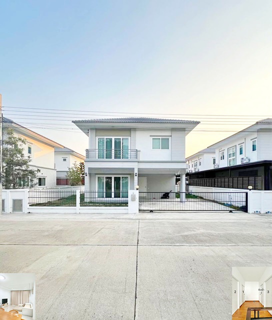 ตลาดบัวทอง ให้เช่าบ้าน 2 ชั้น บ้านกล้วย-ไทรน้อย  55ตรว. 155ตรม. หน้าบ้านทิศเหนือ ไม่ชนใคร 3นอน 3น้ำ 2จอดรถ 2แอร์ 