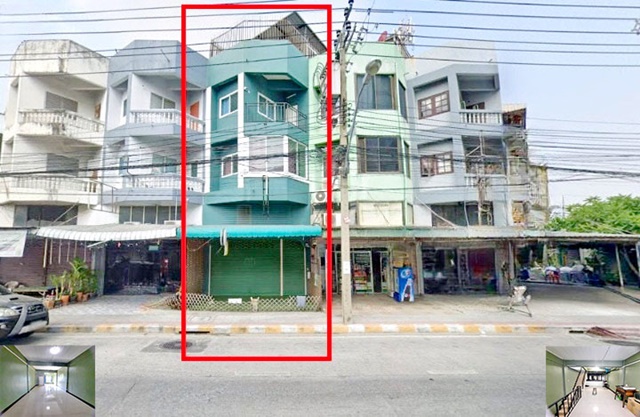 MRT ลาดปลาเค้า 2.5 กม.  ให้เช่าคาเฟ่ อาคารพานิชย์ 3 ชั้น มีดาดฟ้า รามอินทรา 22ตรว. 290ตรม. ค้าขาย 2นอน 4น้ำ 1จอดรถ ติดถนนใหญ่