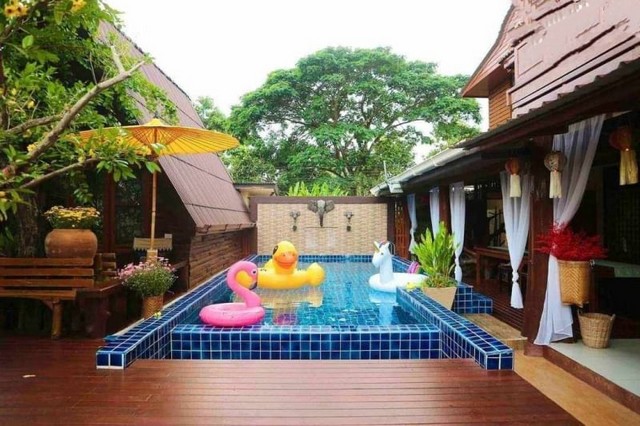 ให้เช่าพูลวิลล่า บ้านไม้สไตล์ล้านนา 2 หลัง สันทราย         