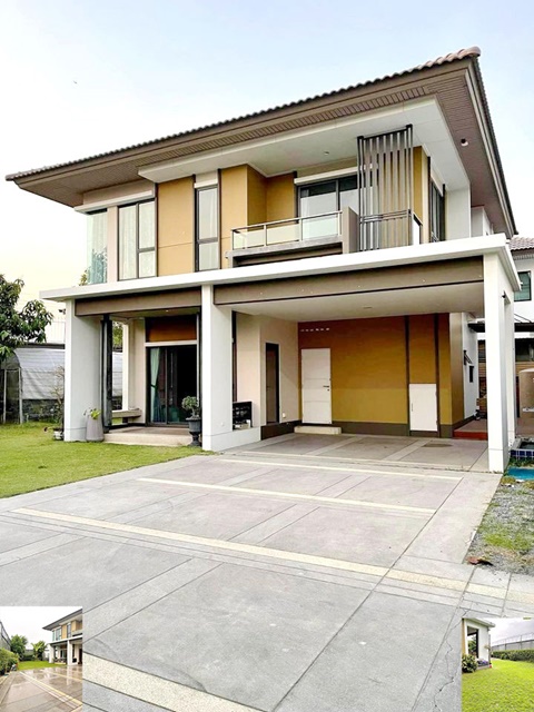 ถ.345  เพียวเพลส ราชพฤกษ์ 4 กม. ให้เช่าคฤหาสน์หรู ชั้น หลังริม 98ตรว. 170ตรม. อากาศธรรมชาติ 3นอน 3น้ำ 4จอดรถ 4แอร์ สวนรอบบ้าน