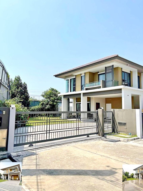 อากาศธรรมชาติ เพียวเพลส ราชพฤกษ์ 4 กม. ถ.345 ให้เช่าคฤหาสน์หรู 2 ชั้น 170ตรม.  หลังริม 97ตรว. 3นอน 3น้ำ 4จอดรถ 4แอร์