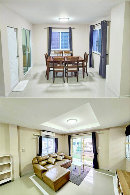 ปากเกร็ด เฟอร์ครบ ให้เช่าบ้านเดี่ยว 2 ชั้น  3นอน 55 ตรว. 185 ตรม. เครื่องใช้ไฟฟ้าครบ  MRTบางรักน้อยท่าอิฐ 3 กม. ท่าอิฐ