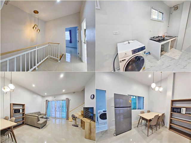 BTSสายลวด 1.2 กม. โลตัส แม๊คโคร สมุทรปราการ  ทาวน์โฮมให้เช่า 28  ตรว.  หลังริม ท้ายบ้าน  ปากน้ำ  ทำเลทอง เดินทางสะดวก 3นอน 2น้ำ 2แอร์