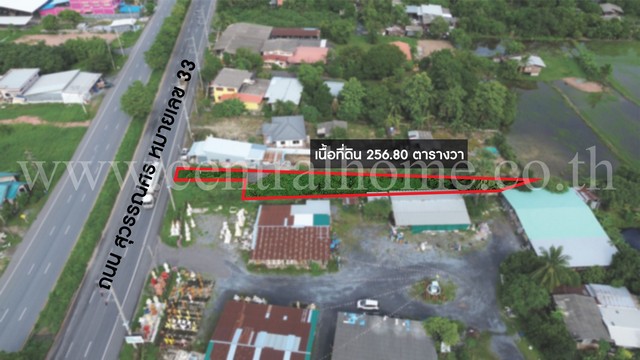 ที่ดินเปล่า 256 ตารางวา ติดถนนสุวรรณศร หมายเลข 33 นครนายก