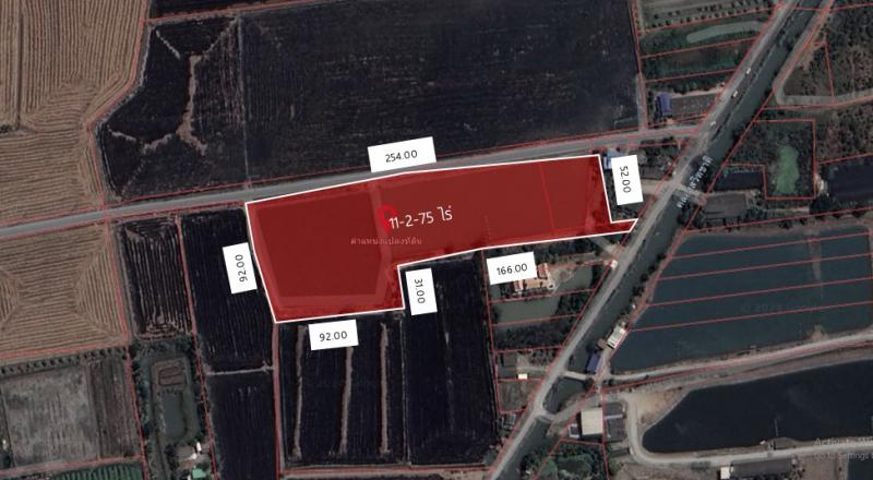 ขายที่ดินนครปฐม บางเลน 11-2-75ไร่ ผังเมืองปัจจุบัน สีขาวคาดเขียว
