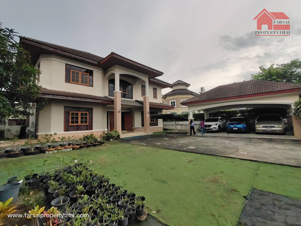 ให้เช่าบ้านเดี่ยว 2ชั้น เนื้อที่ 191 ตร.ว พื้นที่ใช้สอย 450 ตร.ม  5ห้องนอน 5ห้องน้ำ เฟอร์บางส่วน ถนนเลียบทางด่วน