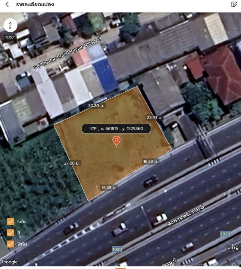 ขายที่ดินเปล่าติดถนนใหญ่ใต้สะพานพระราม 5 เนื้อที่ 226.4 ตรว. ผังสีแดง หน้ากว้าง 33 เมตร ลึก 27 เมตร ที่ถมแล้ว ห่างแม่น้ำเจ้าพระยา 100 เมตร