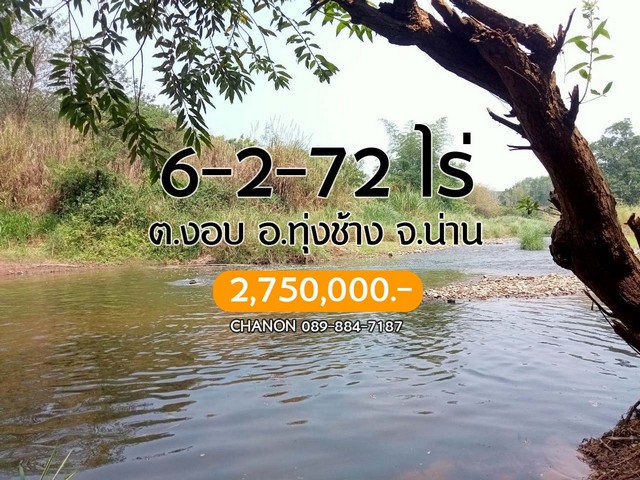 ขายที่ดินริมแม่น้ำน่าน สวนผลไม้ เงาะ อะโวคาโด้ บรรยากาศริมแม่น้ำน่าน  เนื้อที่ 6-2-72 ไร่ (2,670 ตรว.) ...โฉนดครุฑแดง  (นส.4จ) ......ที่ดินหน้ากว้างติดแม่น้ำ 86 เมตรลึก 90 เมตร......ที่ดินเป็นสวนผลไม้เป็นลักษณะเนิน......ล้อมรอบไปด้วยวิวภูเขารอบทิศ......ทางเข้า-ออก คอนกรีต ลูกรังอัดแน่น และทางเกษตร......สถานที่ใกล้เคียง- ใกล้ถนนสายหลัก 101 ทุ่งช้าง-ปอน 1.8 กิโลเมตร- สนง.เทศบาลตำบลงอบ- ด่านศุลกา