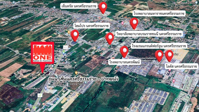 ที่ดินเปล่า ท่าเรือ 5 ซ.รุ่งโรจน์ ห่างจาก ถนนเส้นหลัก นครศรีธรรมราช - ปากพนัง 250 เมตร ห่างจาก พิสูจน์หลักฐานจังหวัดนครศรีธรรมราช 120 เมตร