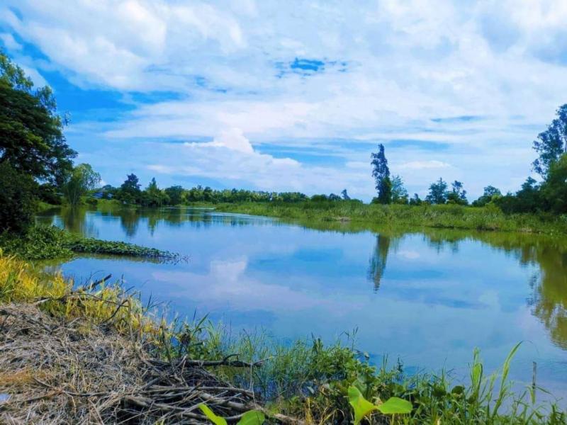 #ที่ดินติดคลอง คลอง23 (พร้อมบ้าน) องครักษ์ นครนายก (หน้าติดถนนลาดยาง หลังติดคลองน้ำ)