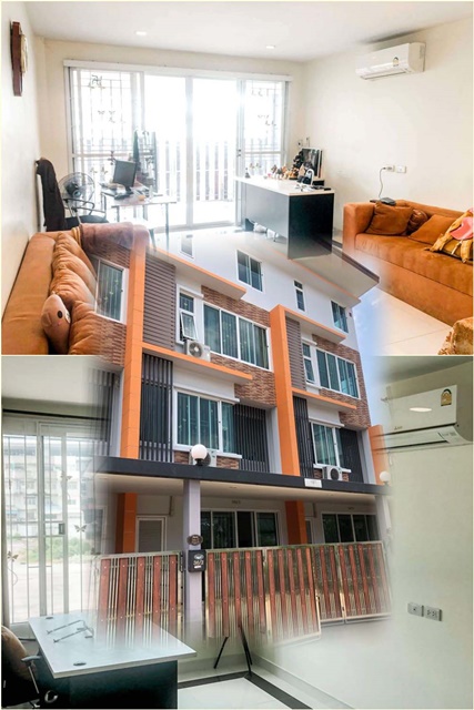 สีหบุรานุกิจ5-15 ใกล้รถไฟฟ้ามีนบุรี ให้เช่า ทาวน์เฮาส์ 4ชั้น พร้อมเฟอร์ 3นอน 3น้ำ 204ตร.ม.62 ตร.วา 3 แอร์ 