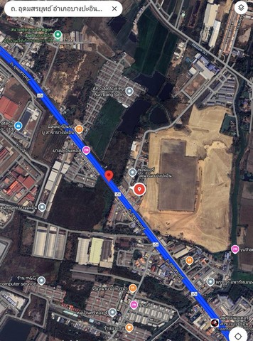 Vายที่ดิน ติด ถ.อุดมสรยุทธ์ ใกล้ นิคมฯ บางปะอิน อยุธยา ใกล้ จุดขึ้น-ลง Motorway ถ.สายเอเซีย (หน้ากว้างแปลงที่ดิน 177 เมตร)