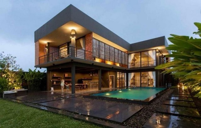 ให้เช่าพูลวิลล่าหรู สไตล์โมเดิร์น เฟอร์ครบ ดอยสะเก็ด 