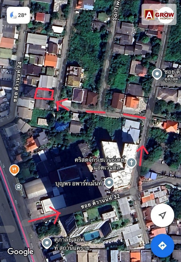 ที่ดินเปล่าถมแล้ว ซอยติวานนท์32 มีรถไฟฟ้าสายสีชมพูสถานีแคราย และรถไฟฟ้าสายสีม่วงสถานีศูนย์ราชการ