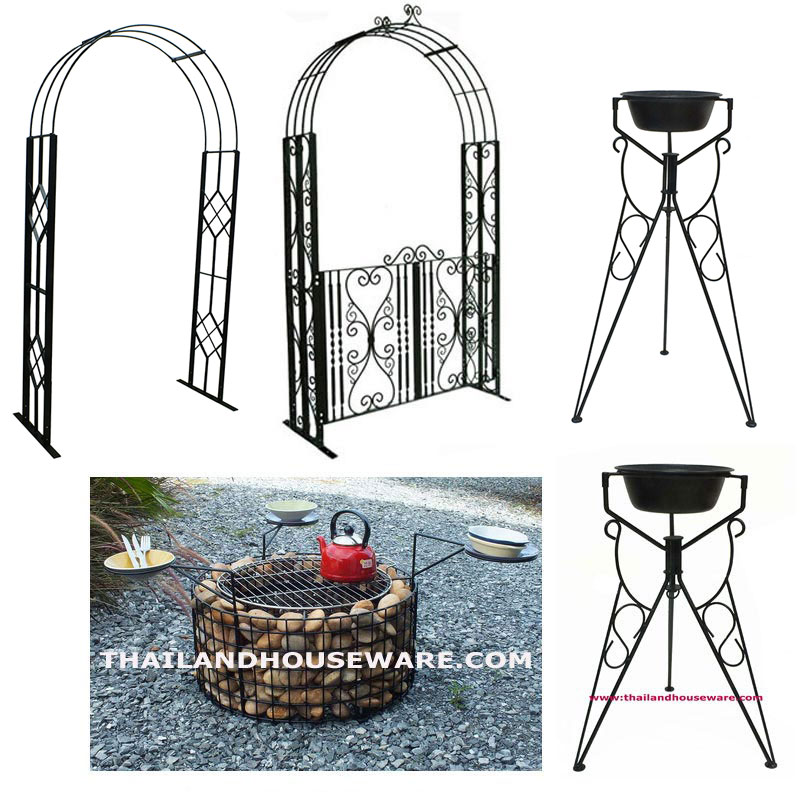 เฟอร์นิเจอร์เหล็กดัด ซุ้มประตูสวน กรงสัตว์เลี้ยง ซุ้มไม้เลื้อย ซุ้มประตูเหล็ก ซุ้มเก้าอี้ เก้าอี้ในสวน เก้าอี้นั่งยาว หลายรูปแบบ โต๊ะกาแฟ โต๊ะอาหาร สีอีพ็อกซี่ดำ สีเขียวสนิมหรือสีขาว สามารถถอดประกอบได้