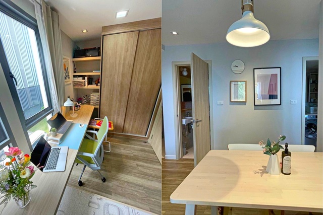 BTSอุดมสุข ปุณณวิถี 600ม. สไตล์ญี่ปุ่น 2นอน โมนีค สุขุมวิท64 วิวสระว่ายน้ำ ให้เช่าคอนโดตึก A ชั้น3 1น้ำ 3แอร์ 48ตร.ม.จัดเต็มเฟอร์