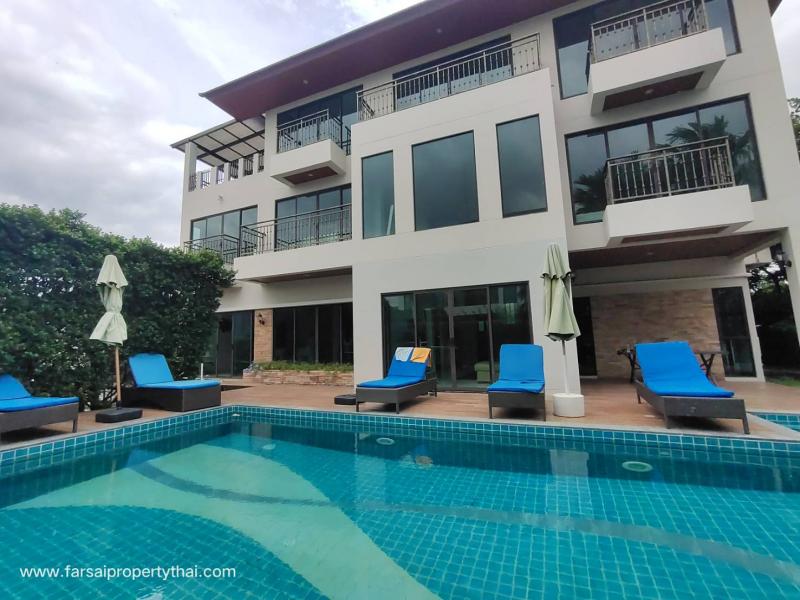 ให้บ้านคฤหาสน์ 3ชั้น พร้อมสระว่ายน้ำ 200 วา 6นอน 8น้ำ แอร์ เฟอร์นิเจอร์ ถนนพระราม 9 มอเตอร์เวย์ ราคาเช่า 350,000 บ/ด