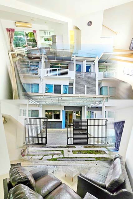 MRT ศรีบูรพา 1.2 กม จัดเต็มเฟอร์ 3 น้ำ 3 แอร์ กรุงเทพกรีฑา 1-9 ใจกลางเมือง ม.นิด้า 1.7 กม.ให้เช่า ทาวน์เฮาส์ 3 ชั้น 3 นอน 