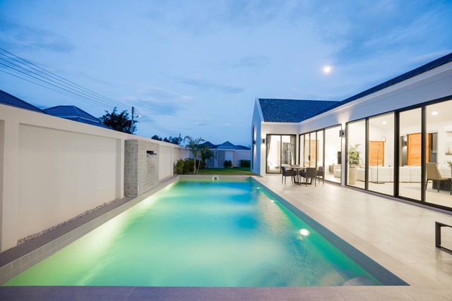 ตลาดน้ำหัวหิน สามพันนาม 1.7กม.บ้านพูลวิลล่าสุดหรู ตระการตา 3นอน 4น้ำ จัดเต็มเฟอร์ สวนน้ำวานา อุทยานราชภักดิ์ 270 ตร.ม.68 ตร.วา.