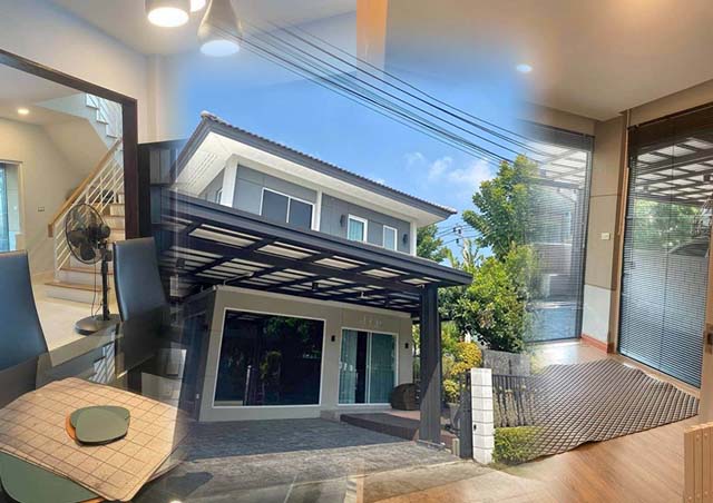 ตลาดพระเงิน 2.1 กม. ให้เช่า บ้านเดี่ยว 2 ชั้น 3 นอน 4 น้ำ 50 ตร.วา.200 ตร.ม.ม.มหิดล ศาลายา 7.6 กม.  5 แอร์ แหล่งช้อปปิ้ง 