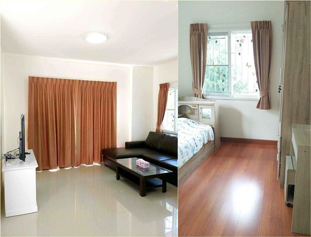 บิ๊กซี เคหะร่มเกล้า 800m. MRT มีนพัฒนา 3.1 กม.บ้านเดี่ยว 2ชั้น 3นอน 52ตรว.หน้าสโมสร245 ตร.ม.สระว่ายน้ำ ให้เช่า หลังมุม หน้าบ้านกว้าง