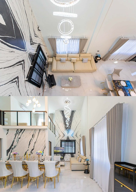 คฤหาสน์ หลังใหญ่ รัชดา พูลวิลล่าส่วนตัวสุดหรู  5นอน3 น้ำ สไตล์โมเดิร์น ย่านห้วยขวาง สไตล์โมเดิร์นใหม่ จัดเต็มเฟอร์ ครัวบิวท์อิน .60 ตร.ว