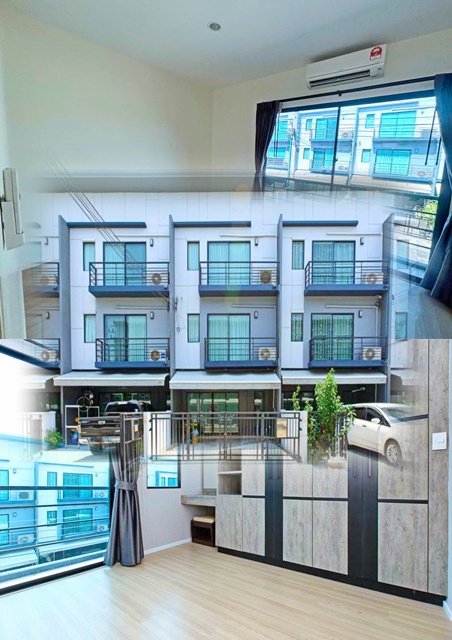 หน้าหมู่บ้านมี 7-11 พระราม9-อ่อนนุช APL บ้านทับช้าง 1.6กม. 3นอน ทาวน์โฮม 3ชั้น 19ตร.วา.212ตร.ม. วิวสระว่ายน้ำ พาซิโอมอลล์ 2กม. บิวท์อิน 