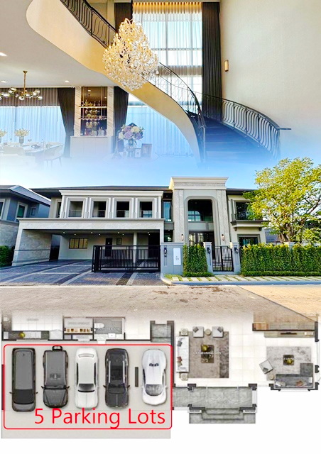 บูเลอวาร์ด กรุงเทพกรีฑา 6นอน แกรนด์บางกอก  RIS School ให้เช่าคฤหาสน์สุดหรู ใหม่ ใหญ่ ศรีนครินทร์-ร่มเกล้า นานาชาติเวลลิงตัน 127ตร.วา.